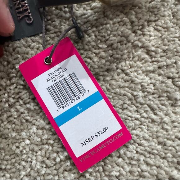 NWT Vince Camuto Black & Gold Dressy Belt Women’s Size Large Faux Leather - Picture 3 of 8